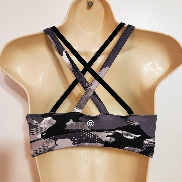 Champion C9 Camo Fitted Double Strap Sports Bra Black Grey X-Small - Picture 4 of 10